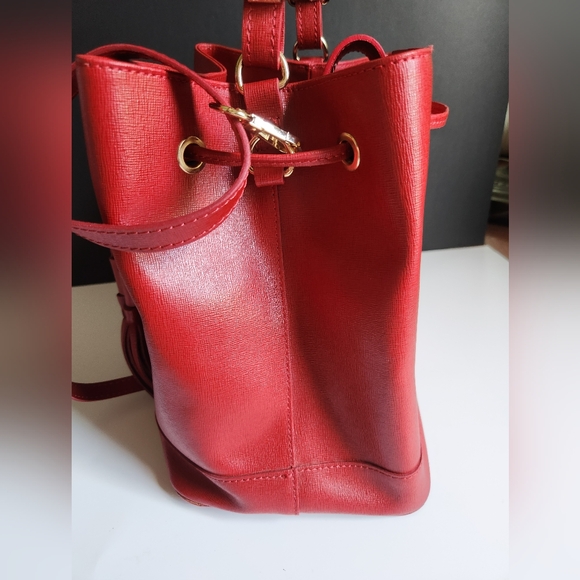 Borse in Pelle NWOT Bucket Bag Purse Red - Picture 5 of 12